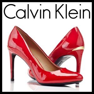 Calvin Klein Salene Leather Pumps Red
